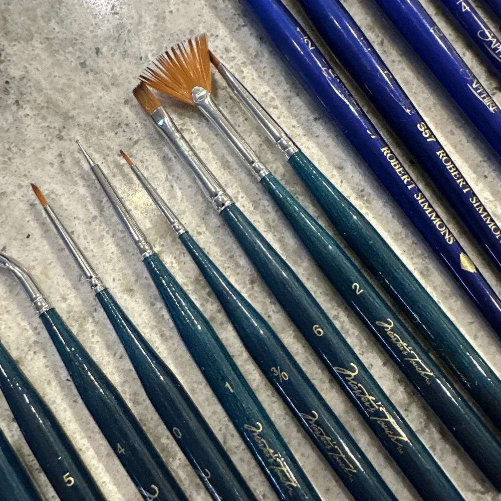 Lot Of Vintage Oil Paint Brushes 40 Winsor & Newton Robert Simmons Master Touch - Picture 10 of 16